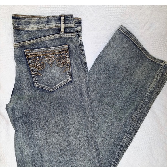 AZI Nordstrom Jeans Embellished Sparkle Bling Western Country Wide Leg sz 30 EUC - Picture 6 of 17